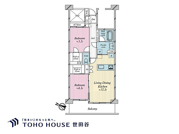 中野富士見町パーク・ホームズ(2LDK) 4階の間取り図