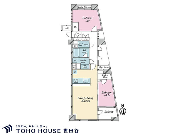 Brillia新宿若松町id(2LDK) 2階の間取り図