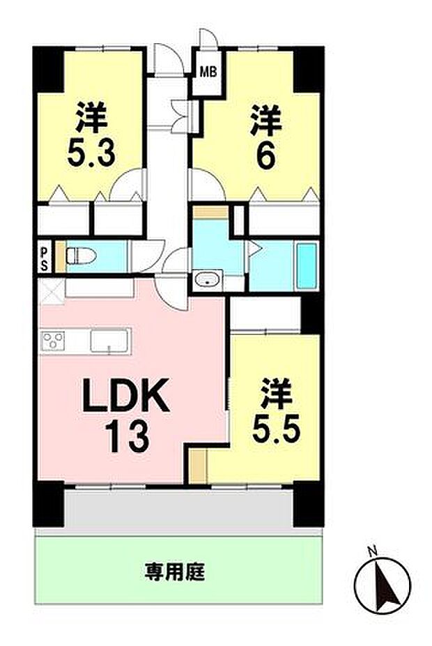 ライオンズマンション深沢　1階(3LDK) 1階の内観