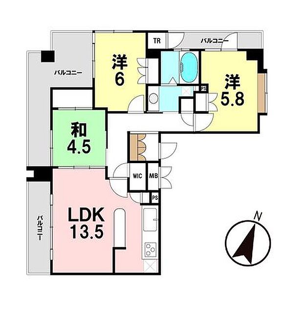 サンデュエル八山田　5階(3LDK) 5階の内観