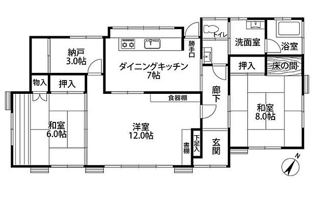 収納に便利な納戸付、3SDK