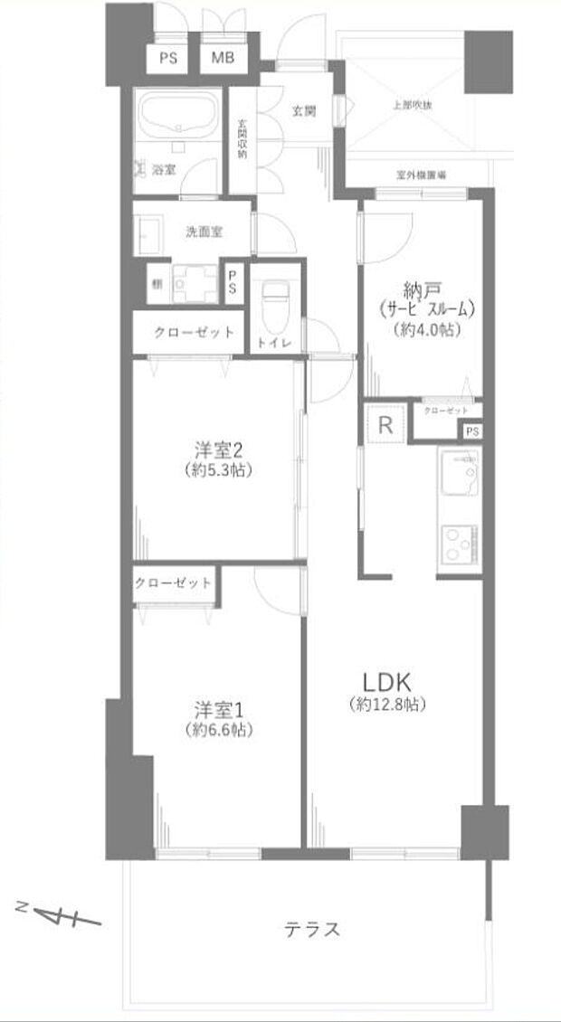 ライオンズガーデン新松戸(2SLDK) 1階の間取り図