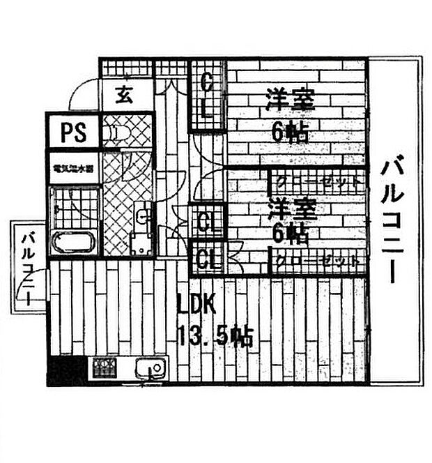藤和中町コープ(2LDK) 8階の間取り図