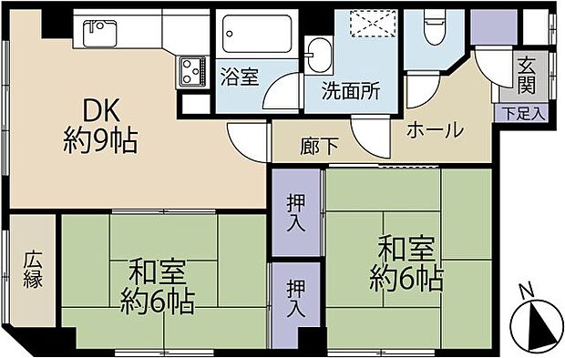 舟入コータース(2DK) 9階の間取り図