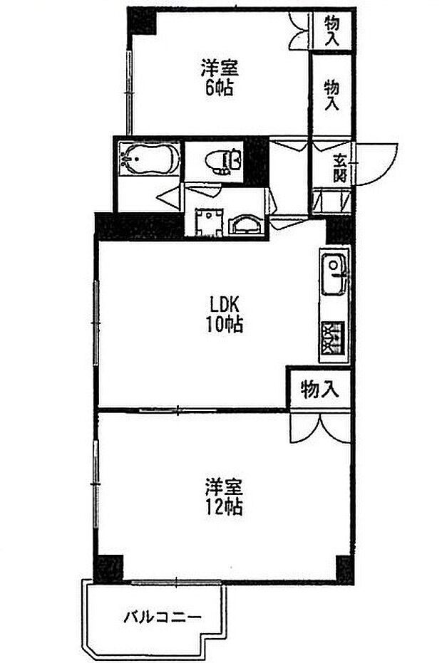広島グリーンハイツ(2LDK) 3階の間取り図