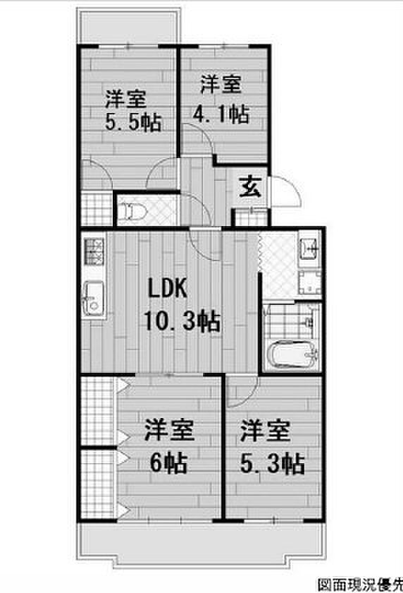 エメラルドマンション船越南(4LDK) 4階の内観