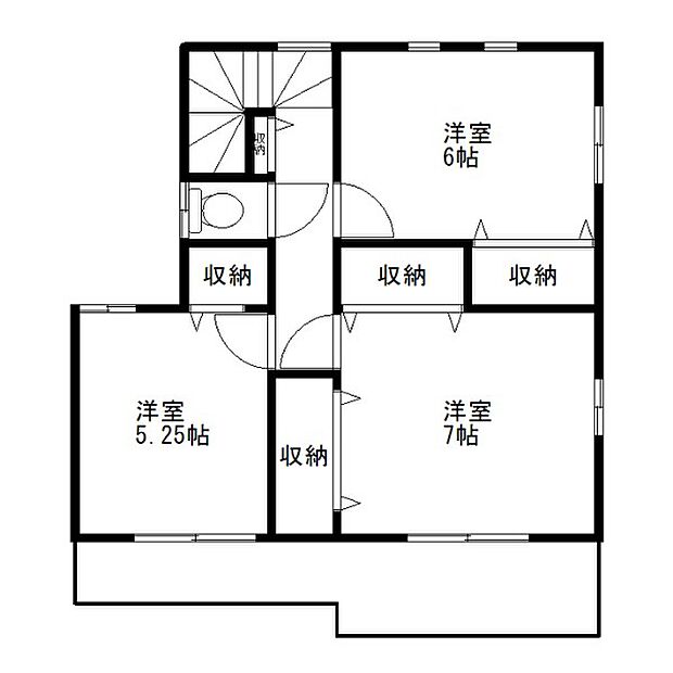 【2階間取り】洋室×３！各自のプライベートルームを持てますね！各部屋に収納あり♪たっぷりの収納スペースで快適に暮らせそうです 。