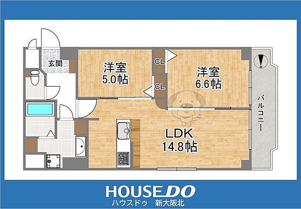 ルネ江坂(2LDK) 12階の間取り図
