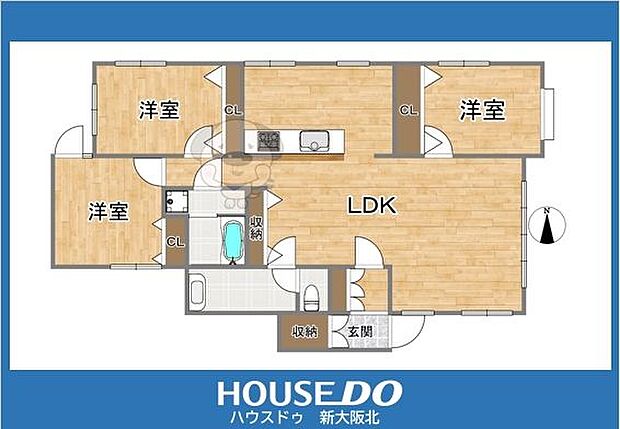 長興寺南コーポ(3LDK) 1階の間取り図