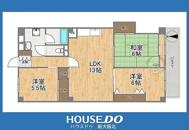 桃山台レックスマンション(3LDK) 2階の間取り図