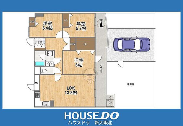 ステイツ吹田・千里丘コアヴェール(2SLDK) 1階の間取り図