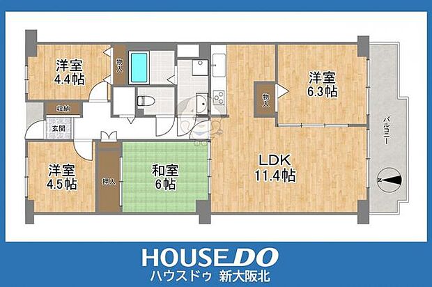 サンハイツ宝塚五月台A棟(4LDK) 9階の間取り図