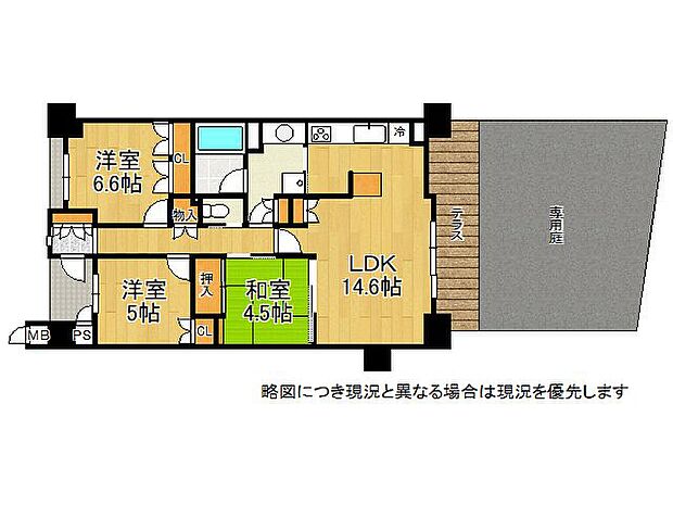 ハイネスクラウズ山科音羽　中古マンションの間取り