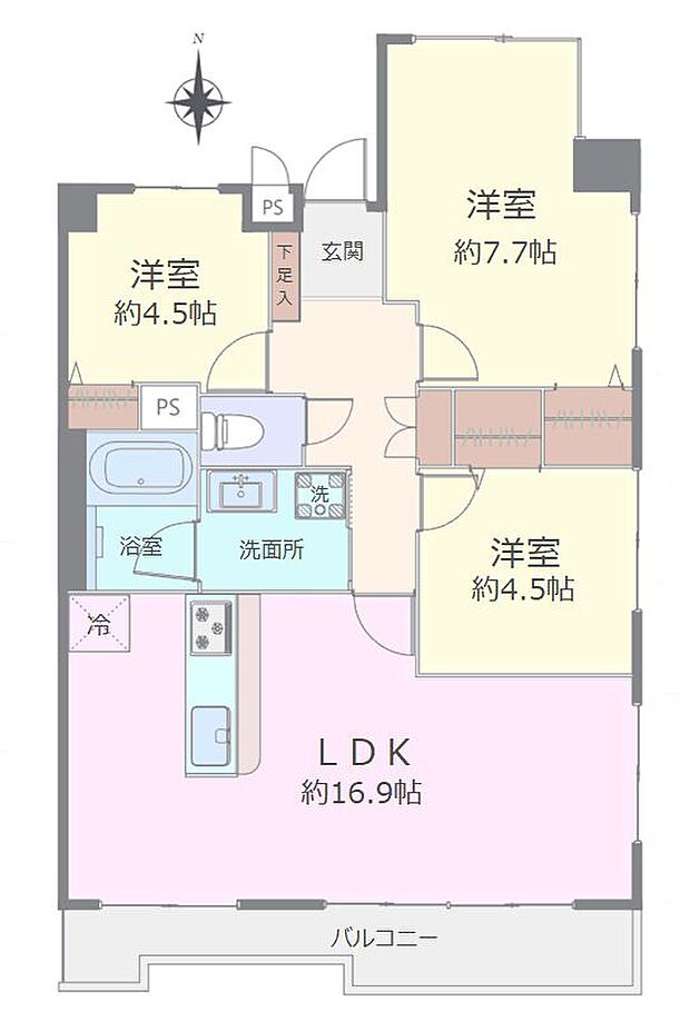 ライオンズマンション本川越第二(3LDK) 11階の間取り図