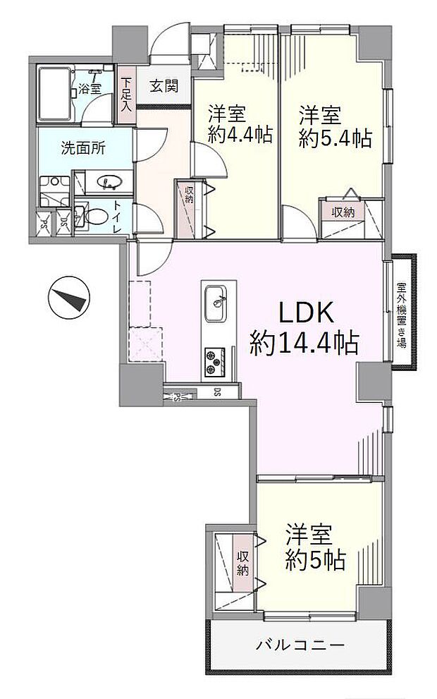 コスモ上福岡(3LDK) 3階の間取り図