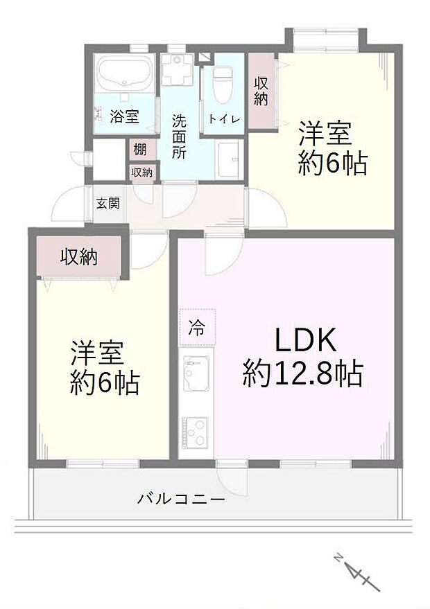 キャッスルメジェール上福岡(2LDK) 2階の間取り図