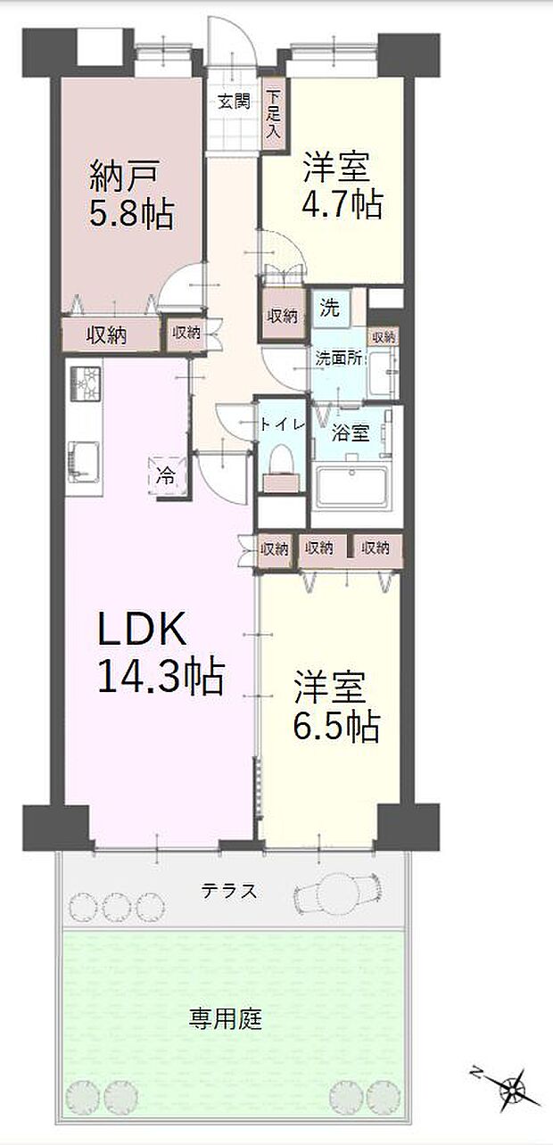 グランステージふじみ野(2SLDK) 1階の間取り図