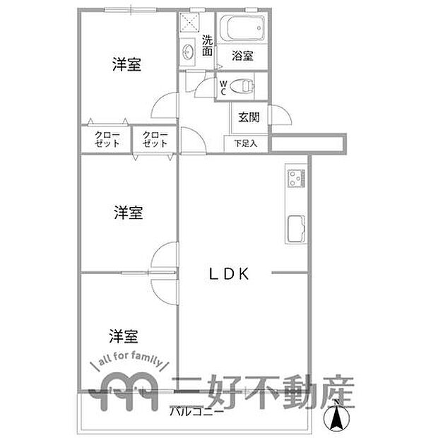 チサンマンション藤崎(2SLDK) 2階/202の間取り図