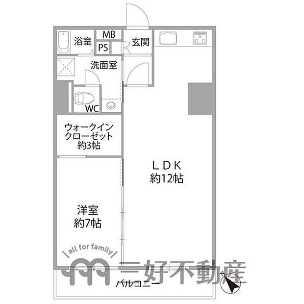 チサンマンション祇園(1LDK) 6階/610の間取り図