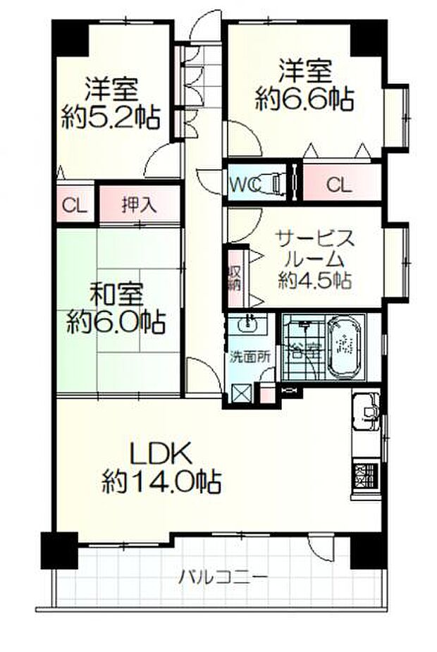 ライオンズマンション東仙台(3SLDK) 6階の間取り図