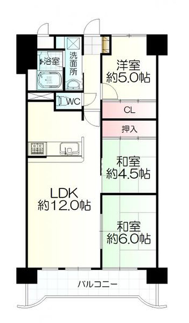 メトロシティネオハイツ富沢(3LDK) 5階の間取り図