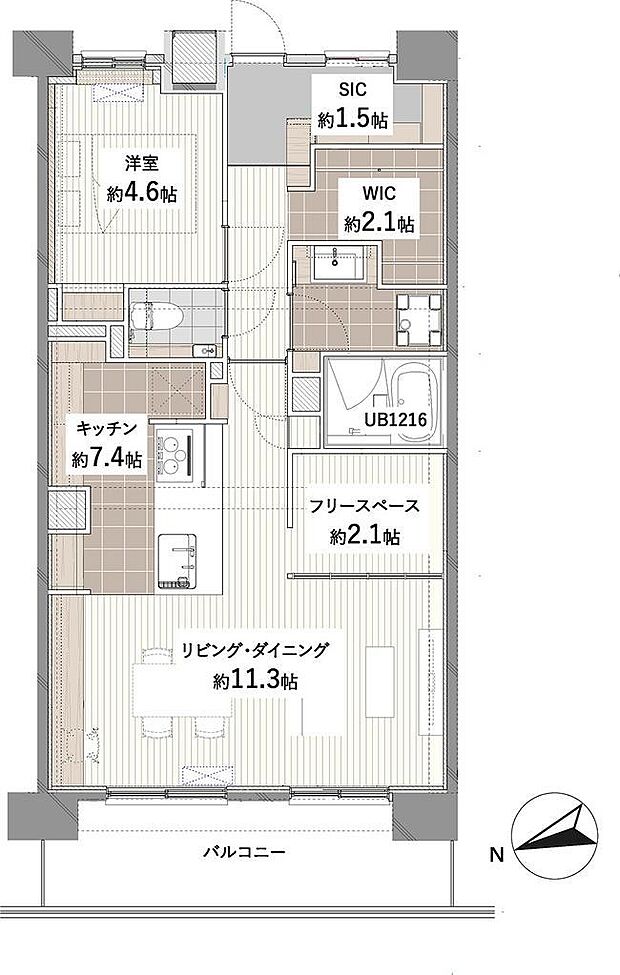 ローヤルシティ川口西(1SLDK) 6階の間取り図
