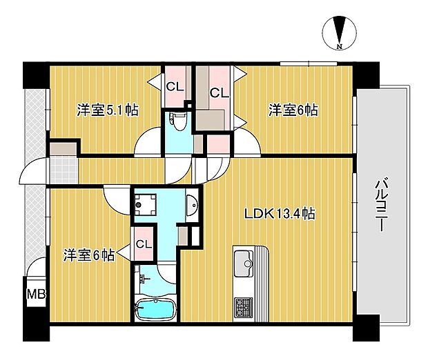ファミール東加賀屋きらめきの街(3LDK) 12階の間取り図