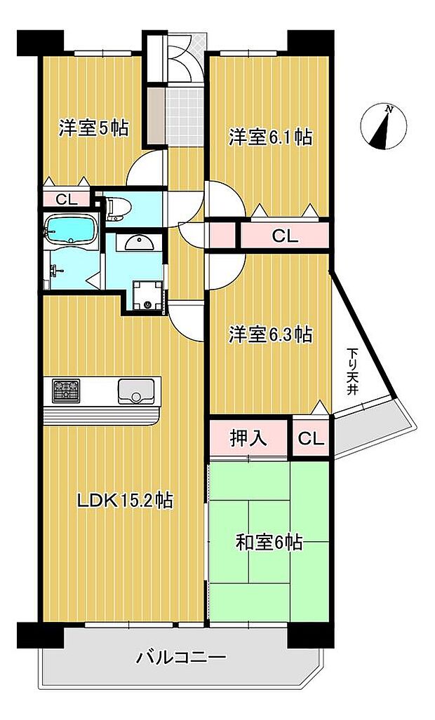 ヴィルメゾン上野芝(4LDK) 1階の間取り図