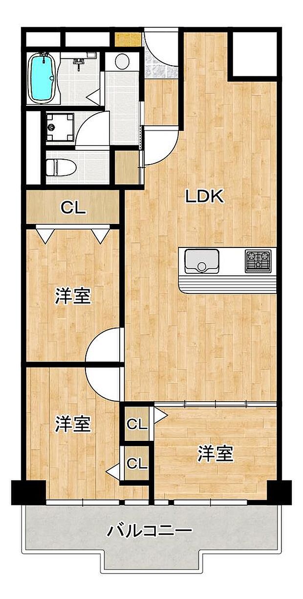 ニュー北加賀屋マンション(3LDK) 2階の間取り図