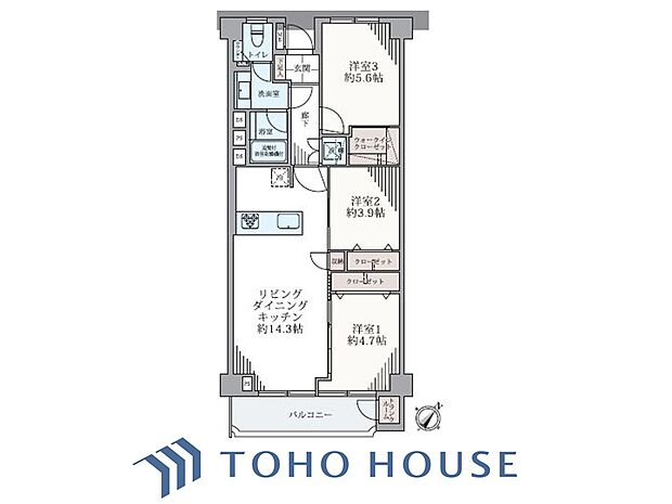 ファミール三軒茶屋(3LDK) 6階の間取り図