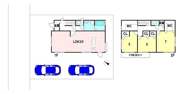 【内外装リフォーム済】各居室に収納あり！2FにはWICが2つある使いやすい3LDKです。駐車場は2台分に拡張しました！