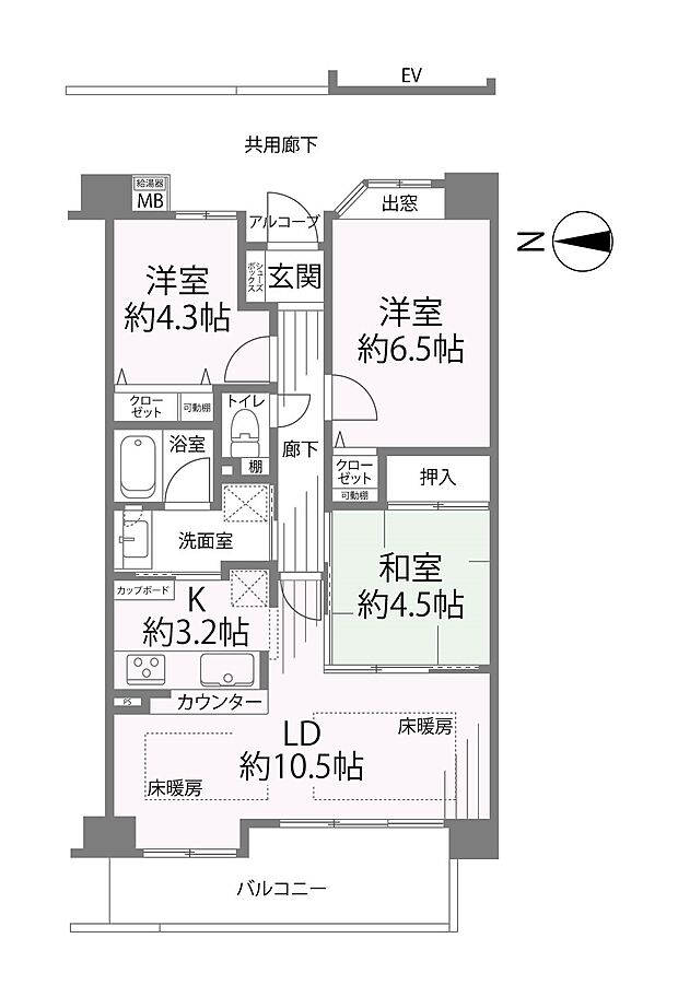 メロディーハイム八戸ノ里(3LDK) 2階/205の間取り図