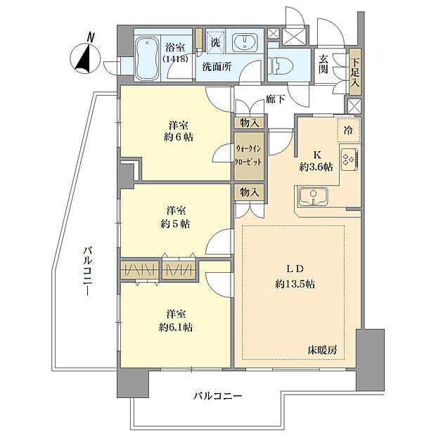 グランノエル多摩センターI(3LDK) 8階の間取り図