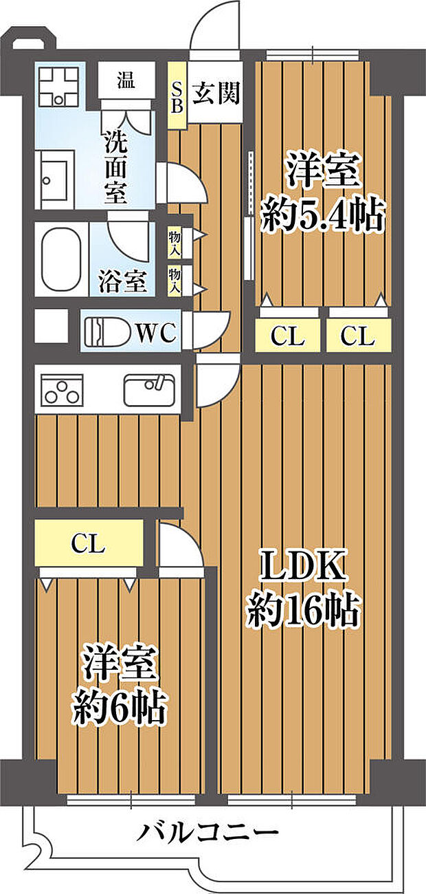 コスモハイツ玉出(2LDK) 5階の間取り図
