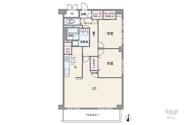 ライオンズマンション八事ガーデン弐番館(2LDK) 1階の間取り図