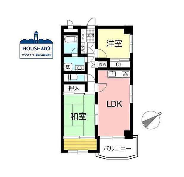 2LDKのお部屋です。和室に広縁あり♪全居室のほか、廊下にも収納スペースがあります！