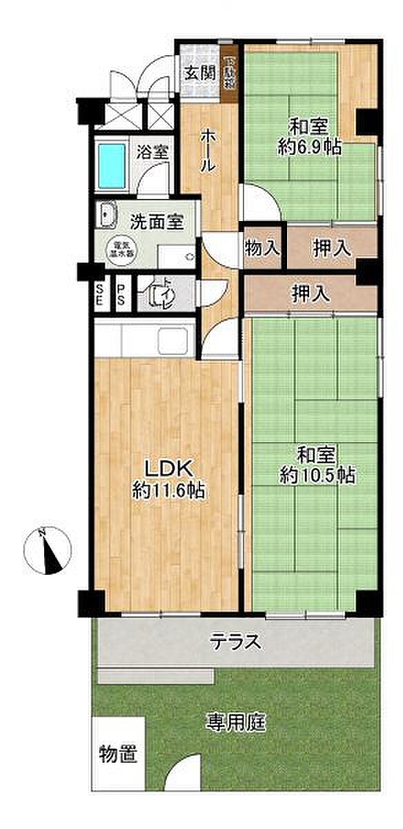 植田ダイヤハイツ(3LDK) 1階の間取り図