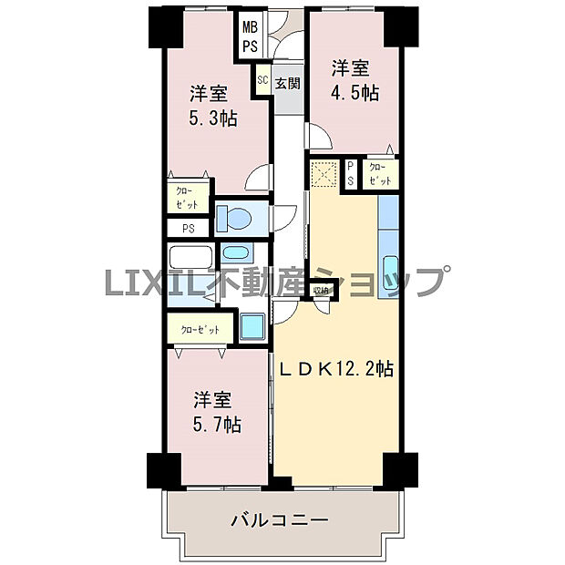 ライオンズガーデン久喜壱番館(3LDK) 14階の間取り図