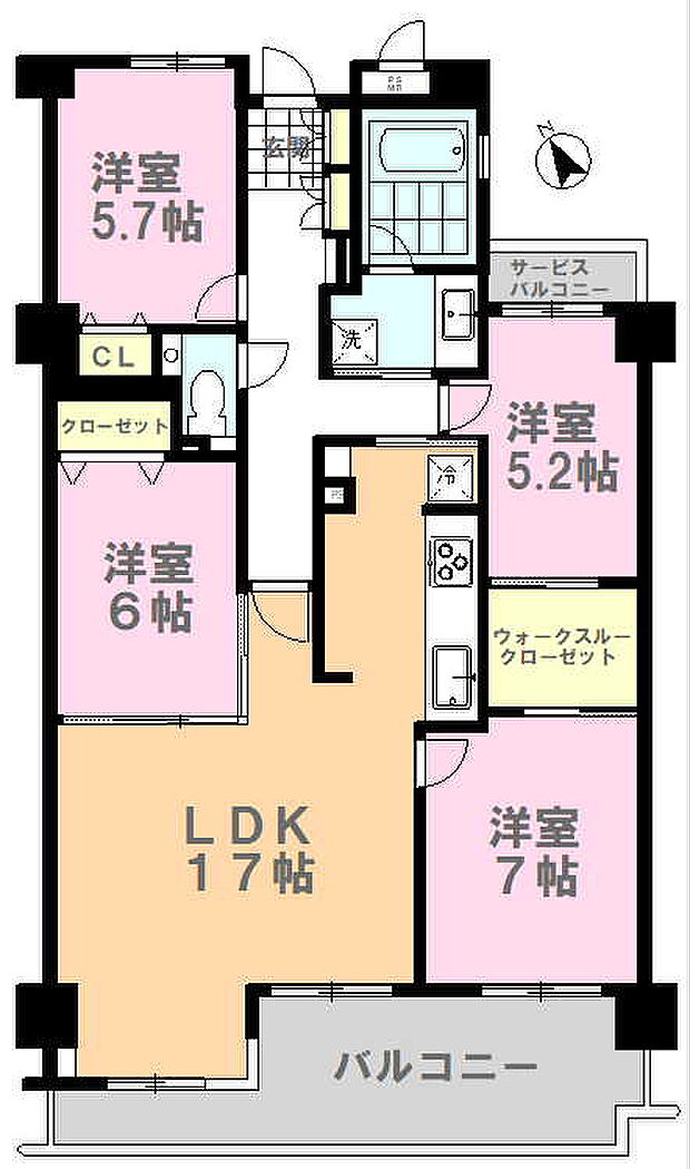 2階、4LDK、専有面積91.77？　リビングは広々17畳！続き間として洋室が2つ繋がっておりますので更に広く使うなど　使い道色々！