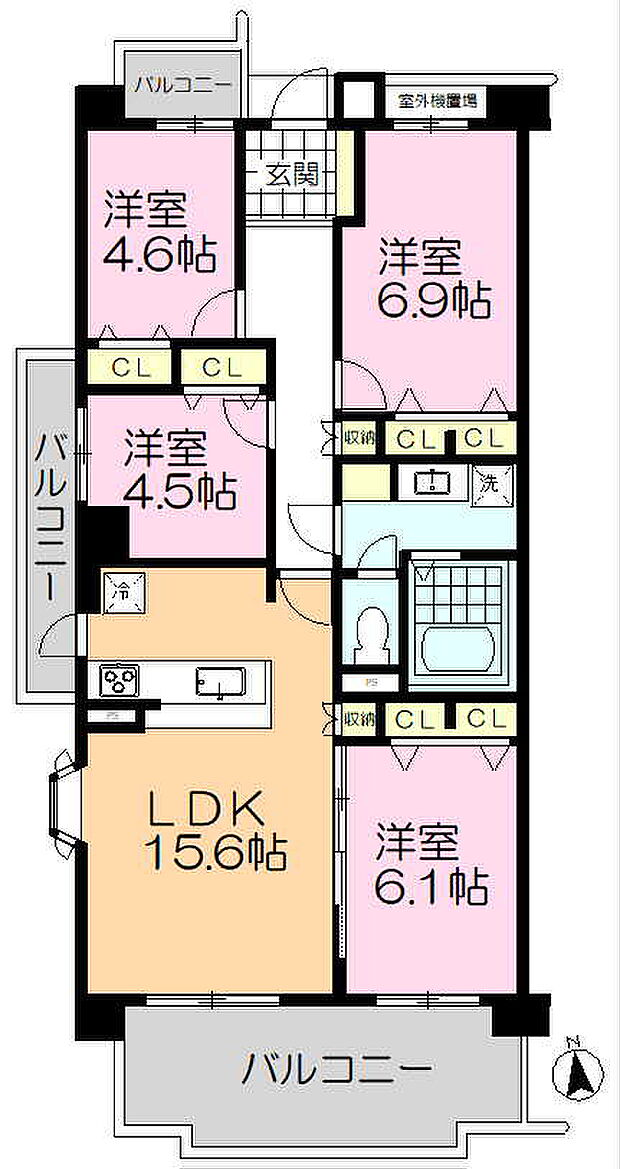 プロムナード大宮春野　A-1番館(4LDK) 6階の間取り図