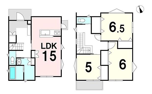 【3LDK】土地面積136.04m2、建物面積93.35m2・全室収納付き・トイレ2か所・LDK15畳