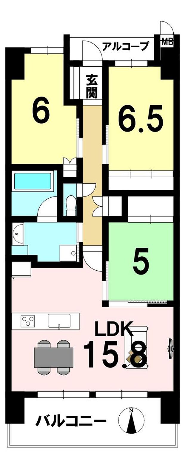 近鉄京都線 高の原駅まで 徒歩7分(3LDK) 5階の内観