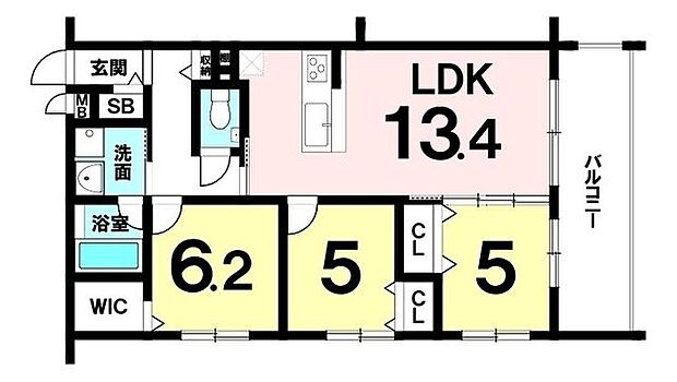 スターターマンション八重瀬II(3LDK) 3階の間取り図