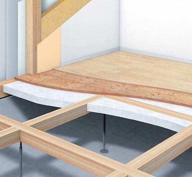1階と2階の床には、剛床工法を採用。構造用合板を土台や梁に直接留めつけて、床全体を一体化。地震の横揺れにも効果を発揮します。