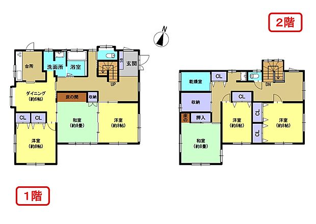 全居室6帖以上のゆったりとした造り。二世帯住宅としてもおすすめです