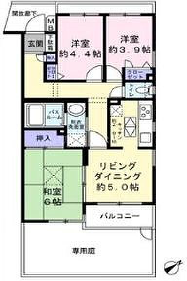 ドラゴンマンション京王多摩境1番館(3DK) 1階の間取り図