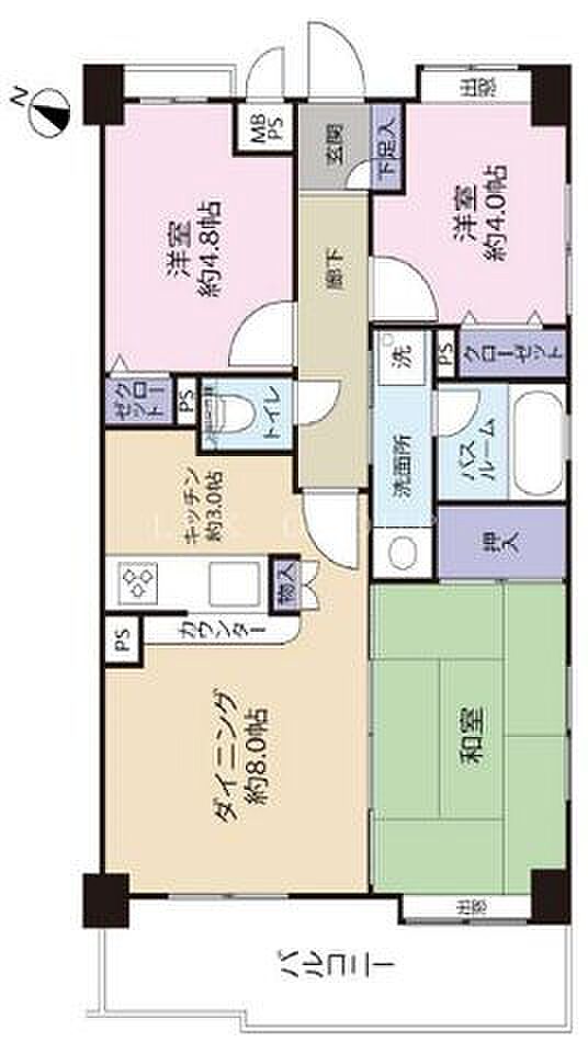 ライオンズマンション京王南大沢(3LDK) 3階の間取り図