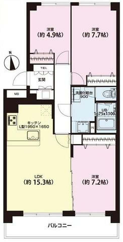 昭島つつじが丘ハイツ21号棟(3LDK) 11階の間取り図