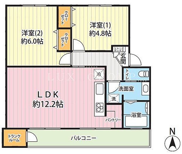 鹿島団地3-1号棟(2LDK) 5階の間取り図
