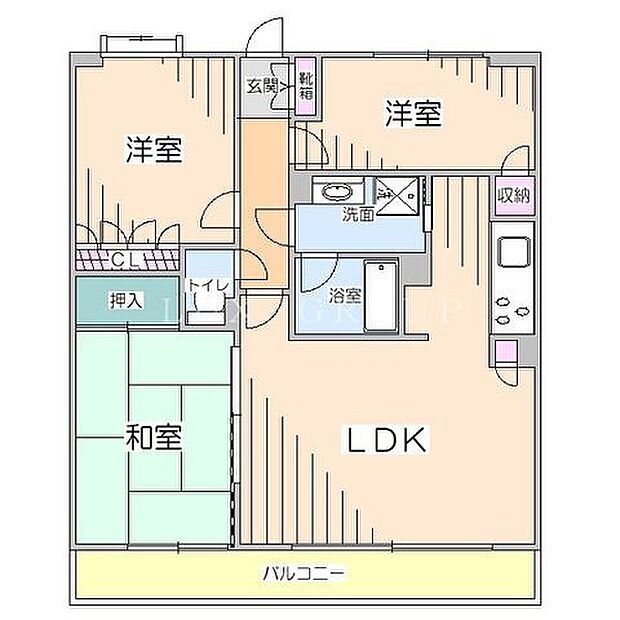 クリオ武蔵砂川壱番館(3LDK) 9階の間取り図